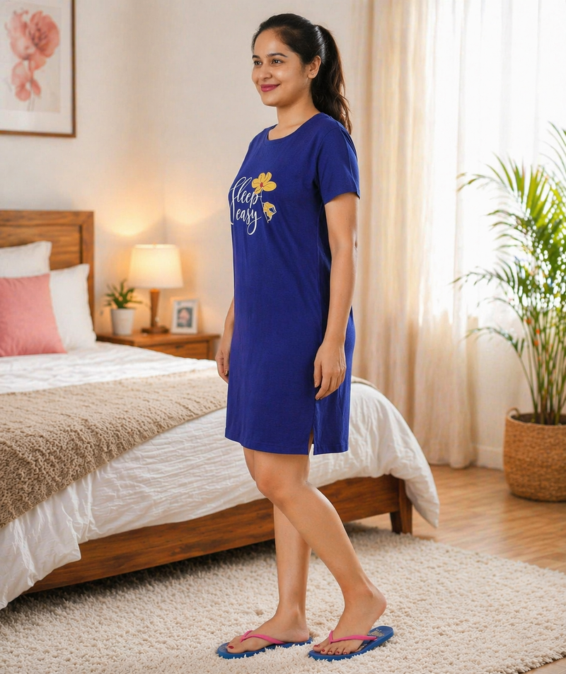 Navy Blue Night Dress – Sleep Easy