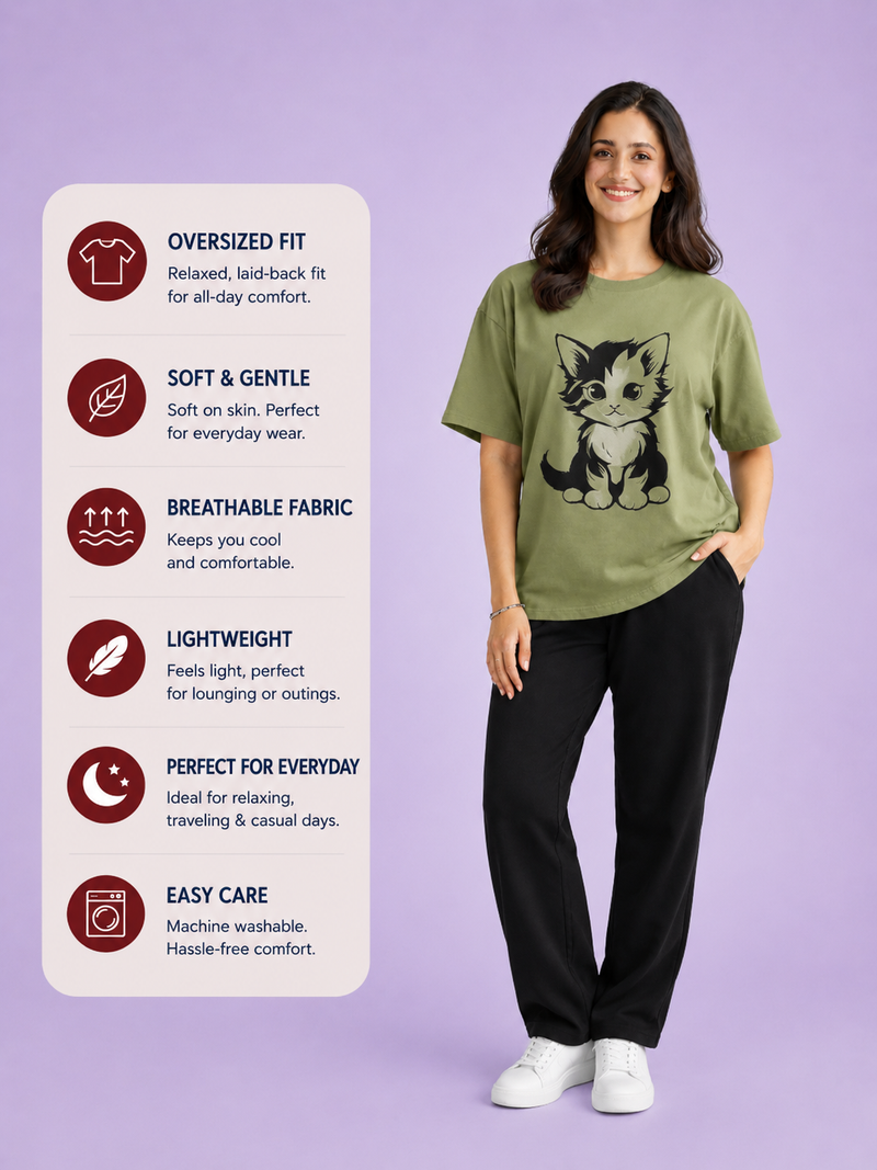 Black Cat Oversized T-Shirt