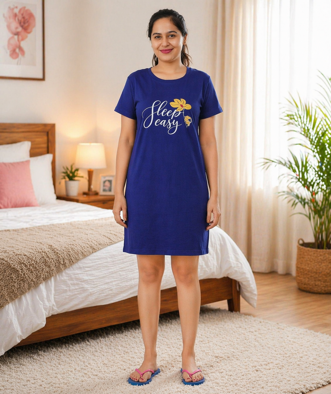 Navy Blue Night Dress – Sleep Easy