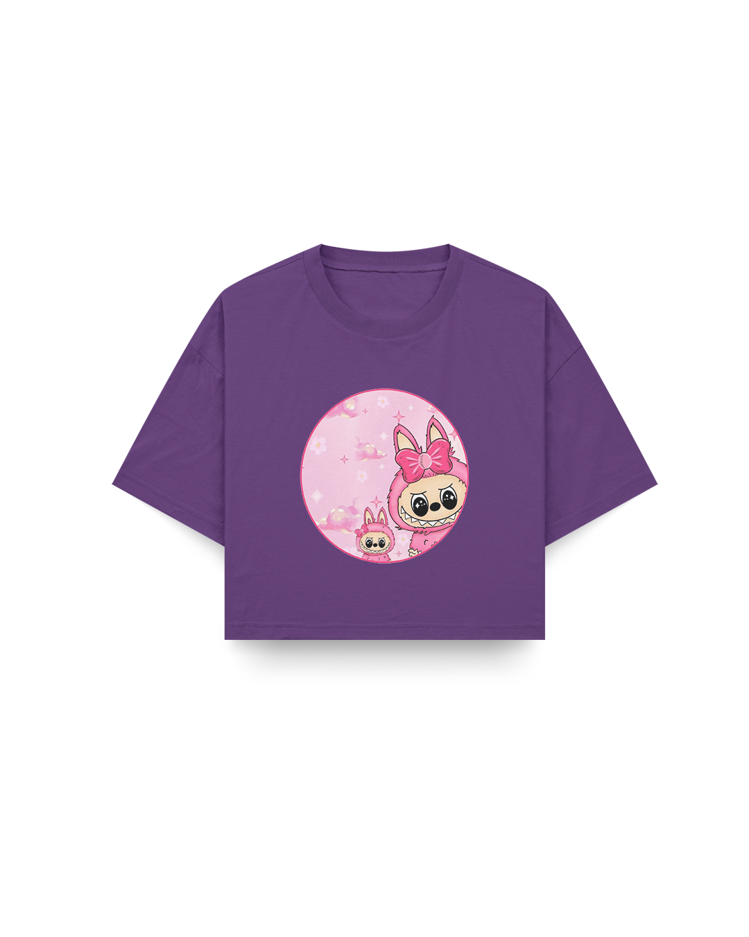 Labubu Moonlit Peek Crop Top – Purple