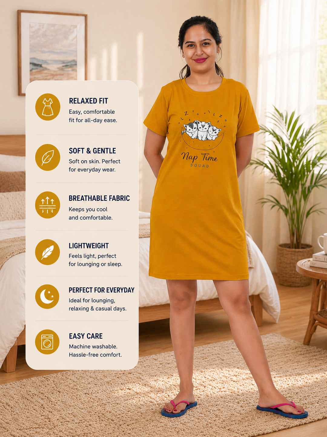 Mustard Night Dress – Nap Time