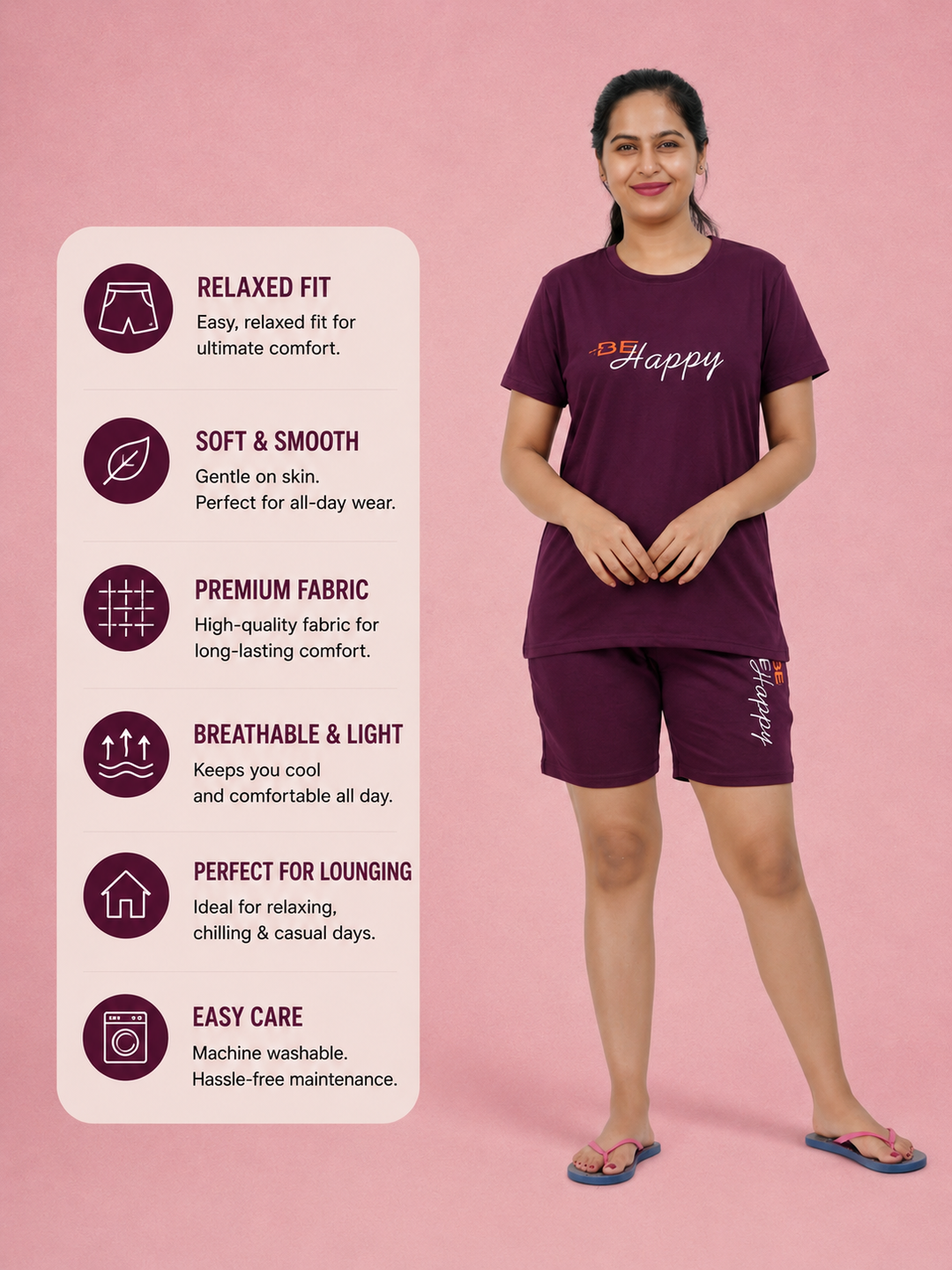 Be Happy Girl  Soft Knit Night Set