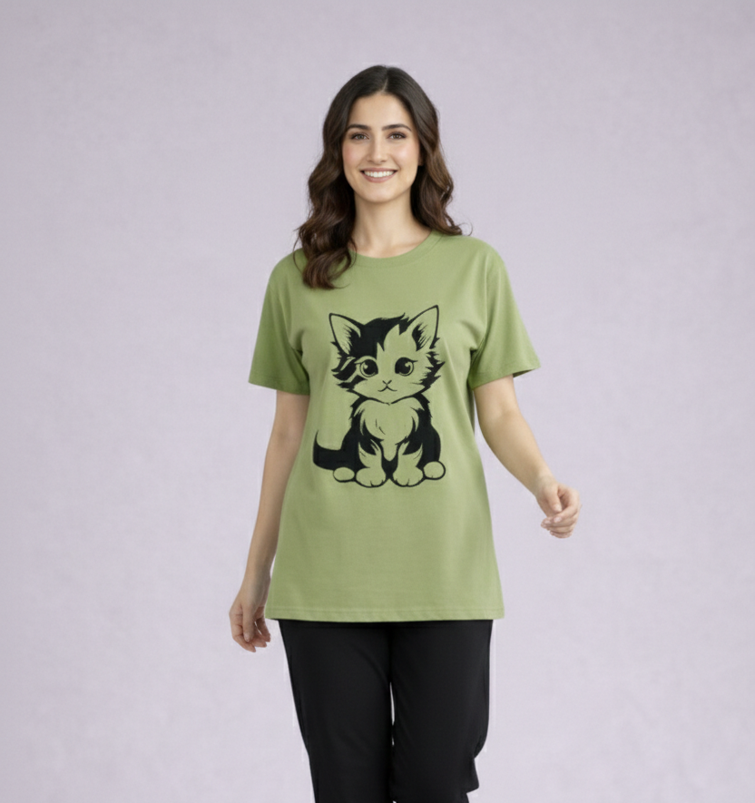 Black Cat Oversized T-Shirt