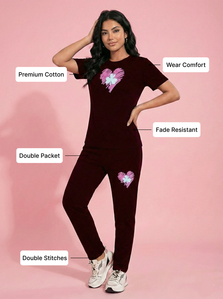 Maroon Velvet Heart Set