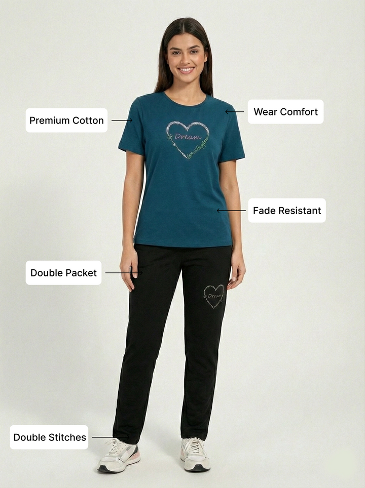 Teal &amp; Black Heart Sleep Set