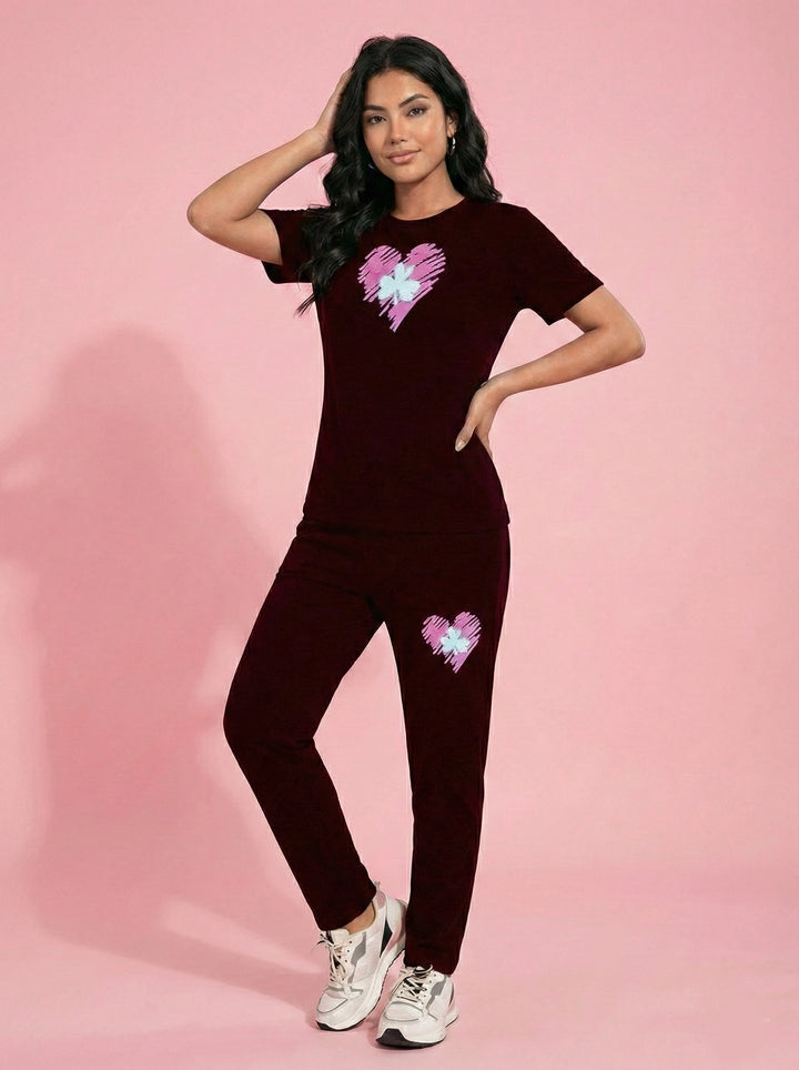 Maroon Velvet Heart Set