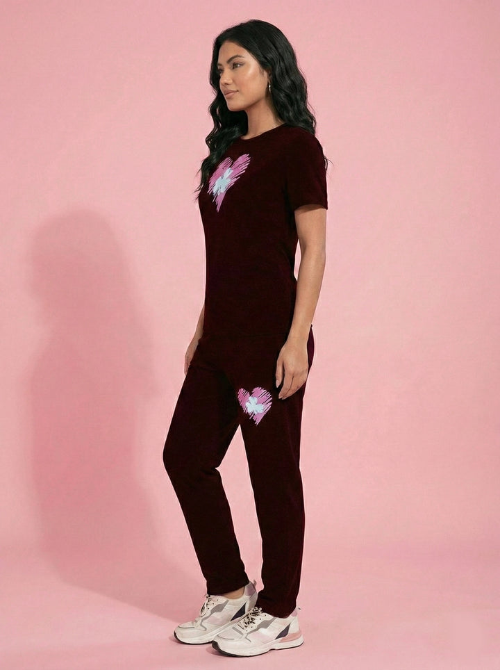 Maroon Velvet Heart Set