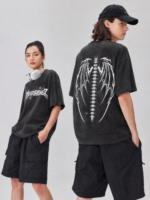 Skeleton Wing Graphic T-Shirt