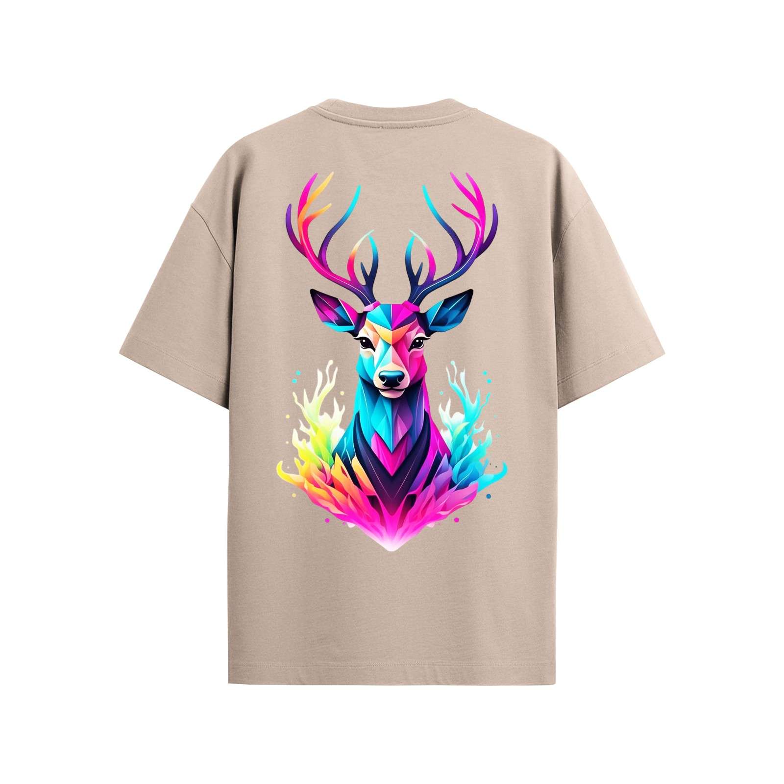 Beige Deer Spirit Oversized T-Shirt