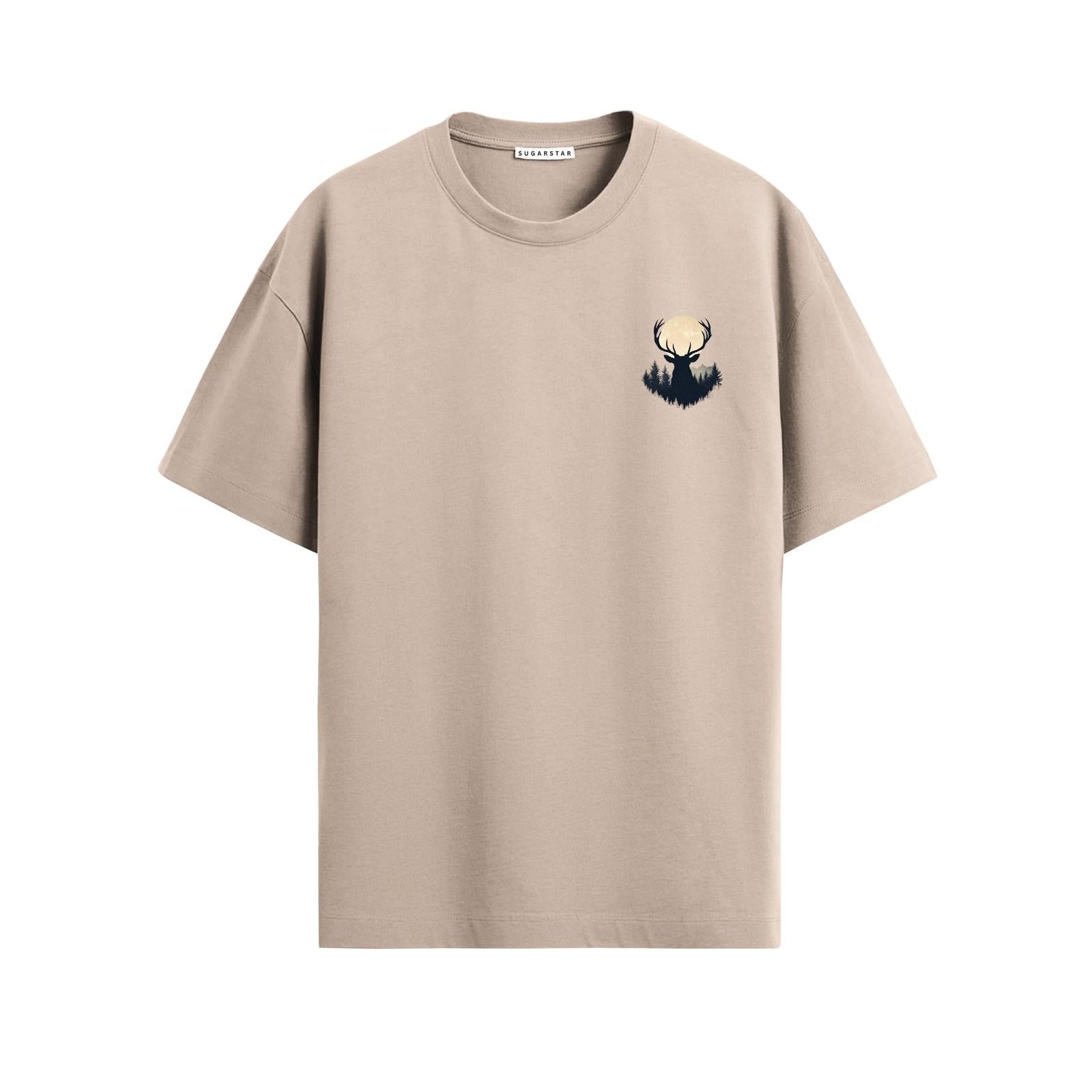 Beige Deer Spirit Oversized T-Shirt