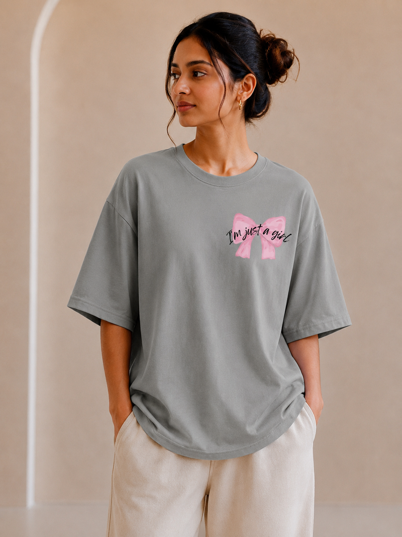 Just a Girl Bow Graphic T-Shirt